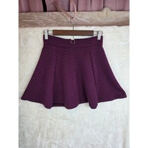 H&M Divided Purple Quilted Chevron Skater Mini Skirt Womens Small High Waist